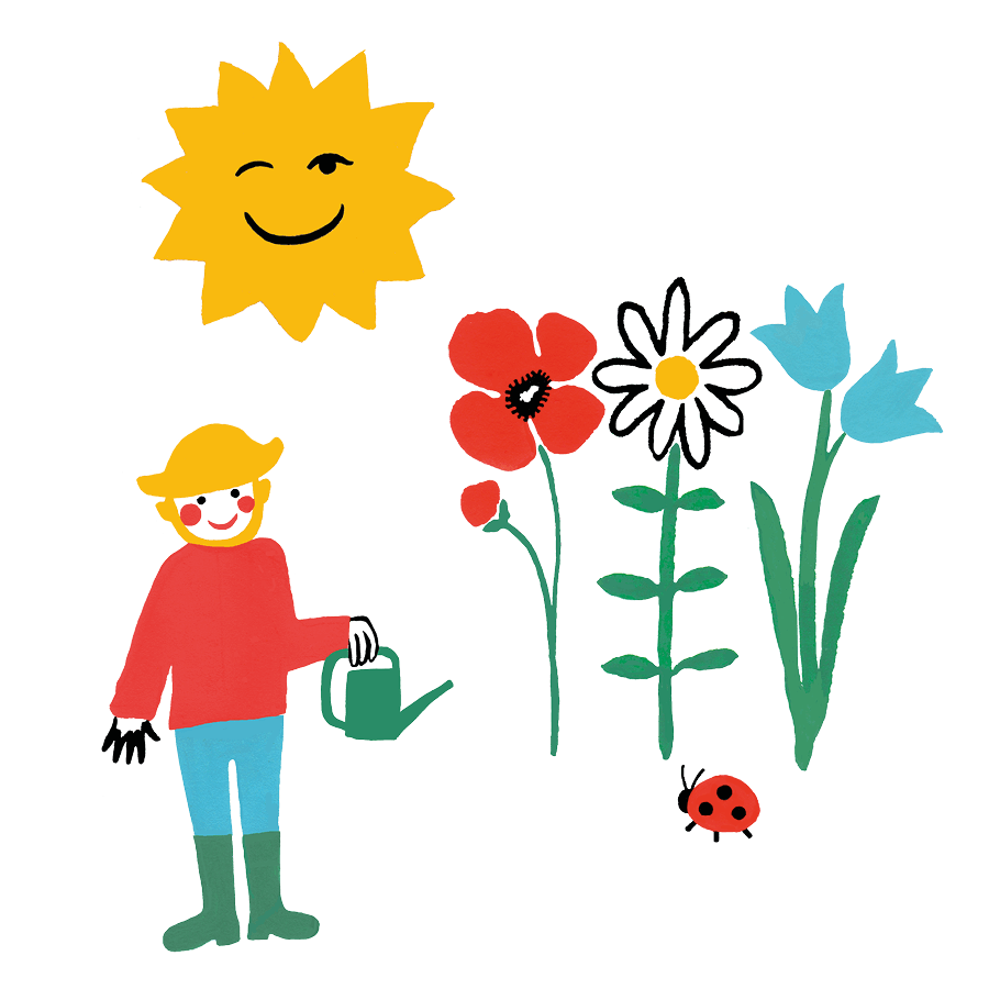 Illustration som symboliserar Solberga bys värdeord: Engagemang