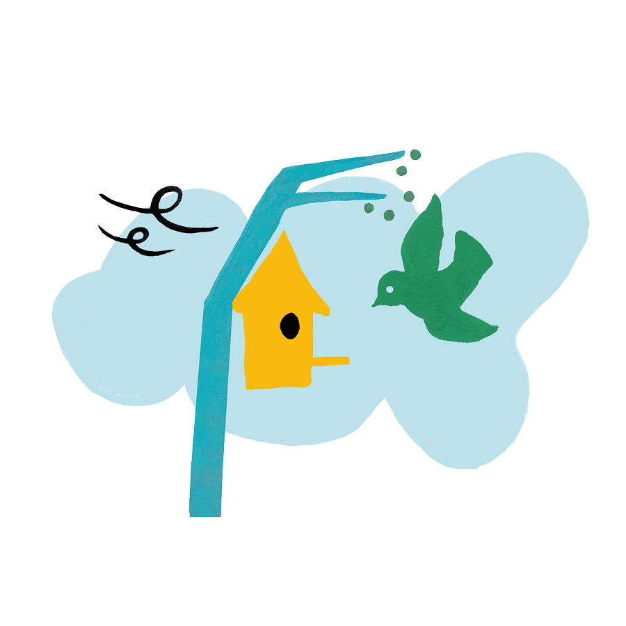 Illustration som symboliserar Solberga bys värdeord: Trygghet